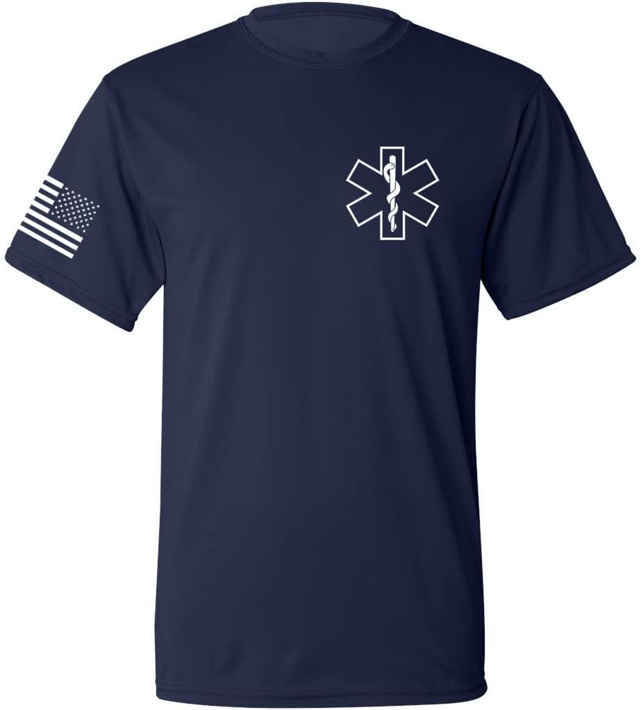 Law Enforcement - Police EMS FBI Fire Rescue Sheriff K-9 Two-Sided T-Shirt | Halloween Costume Cosplay Accessory - Emt_navy