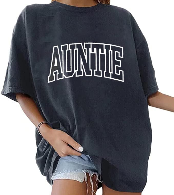 Aunt Oversize T-Shirt for Women Auntie in My Auntie Era Funny Graphic Short-Sleeve Top - Aunite
