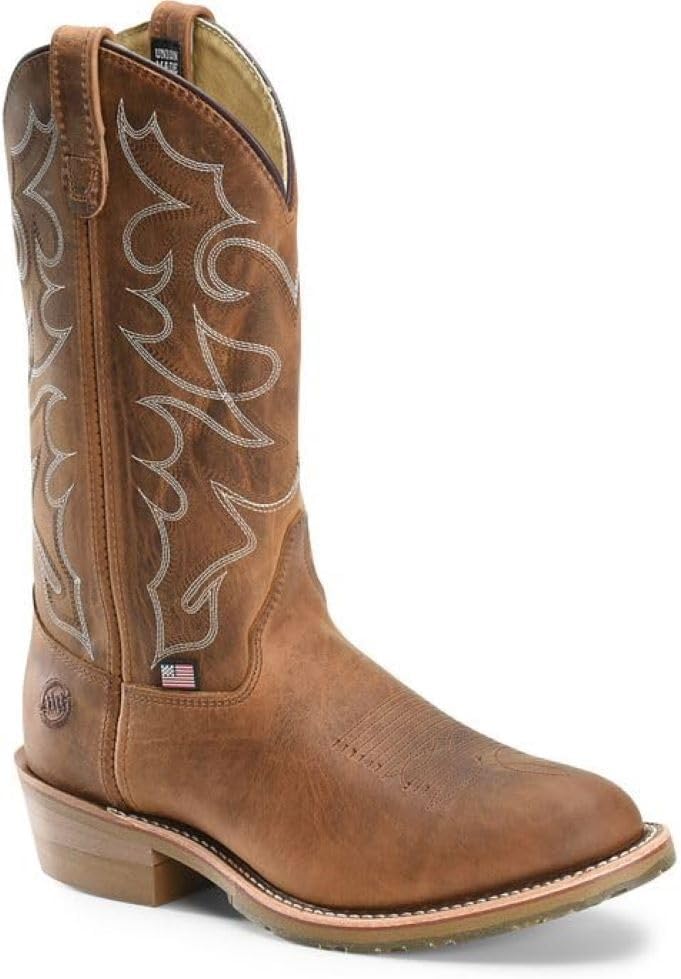 DOUBLE-H 12" Dylan Steel Toe Work Boots for Men - Leather Upper - Brown