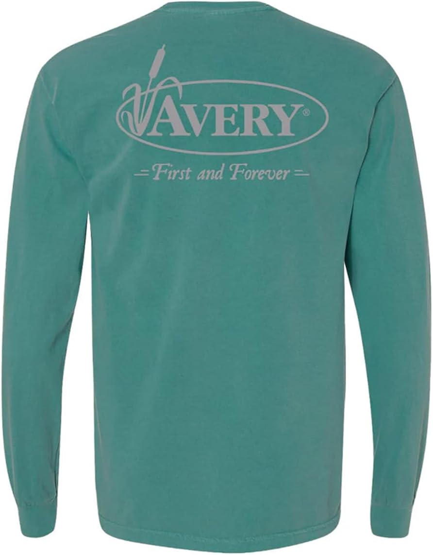 Avery Men's Signature Logo T-Shirt Long Sleeve Cotton - Large Sea Foam