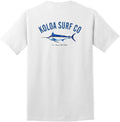 Koloa Surf Mens Graphic Heavyweight Cotton Tees in Reg Big and Tall - White With Blue Marlin Design