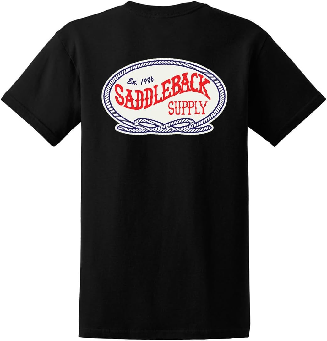 Saddleback Supply Men's Short Sleeve Heavy T-Shirt Collection - Black \/ Retro Logo