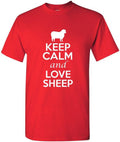 Keep Calm and Love Sheep Livestock Novelty Statement Unisex Adult T-Shirt Tee - Red