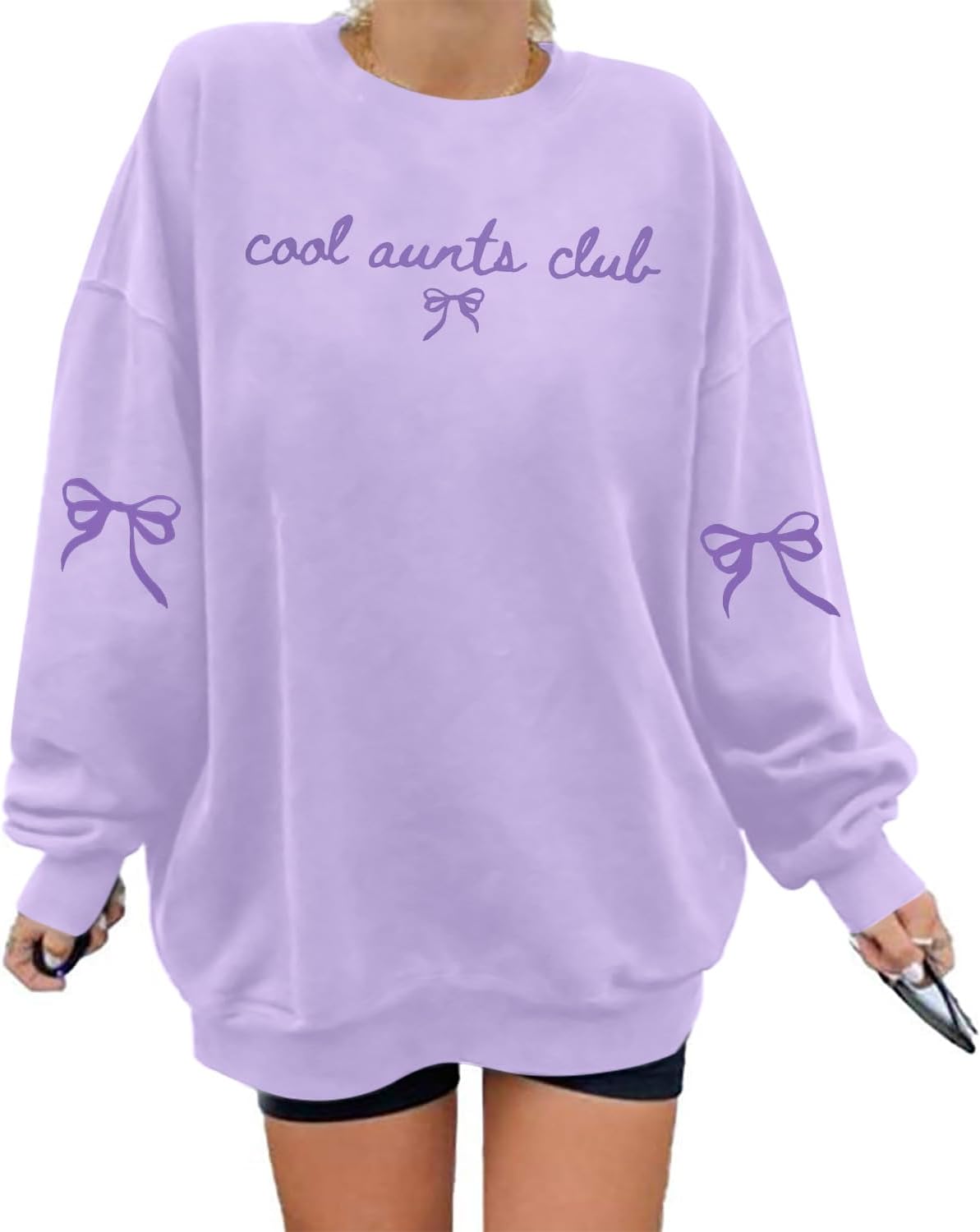 MOUSYA Aunt Sweatshirt for Women Auntie Pullover Top Tia Long Sleeve Shirt - Purple