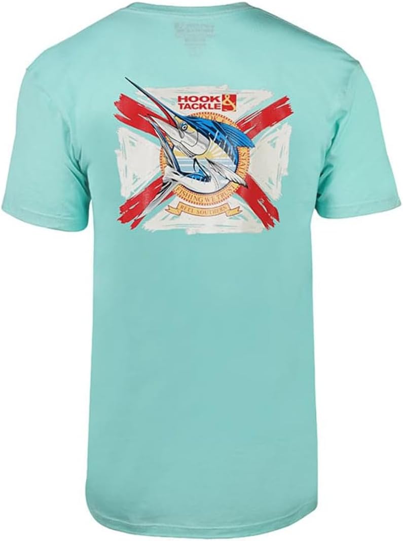 Hook & Tackle® Men's Reel Southern Florida Flag | Short Sleeve | Fishing T-Shirt - Celadon