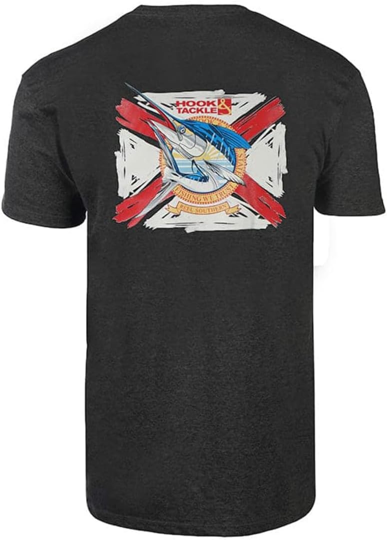 Hook & Tackle® Men's Reel Southern Florida Flag | Short Sleeve | Fishing T-Shirt - Charcoal Heather