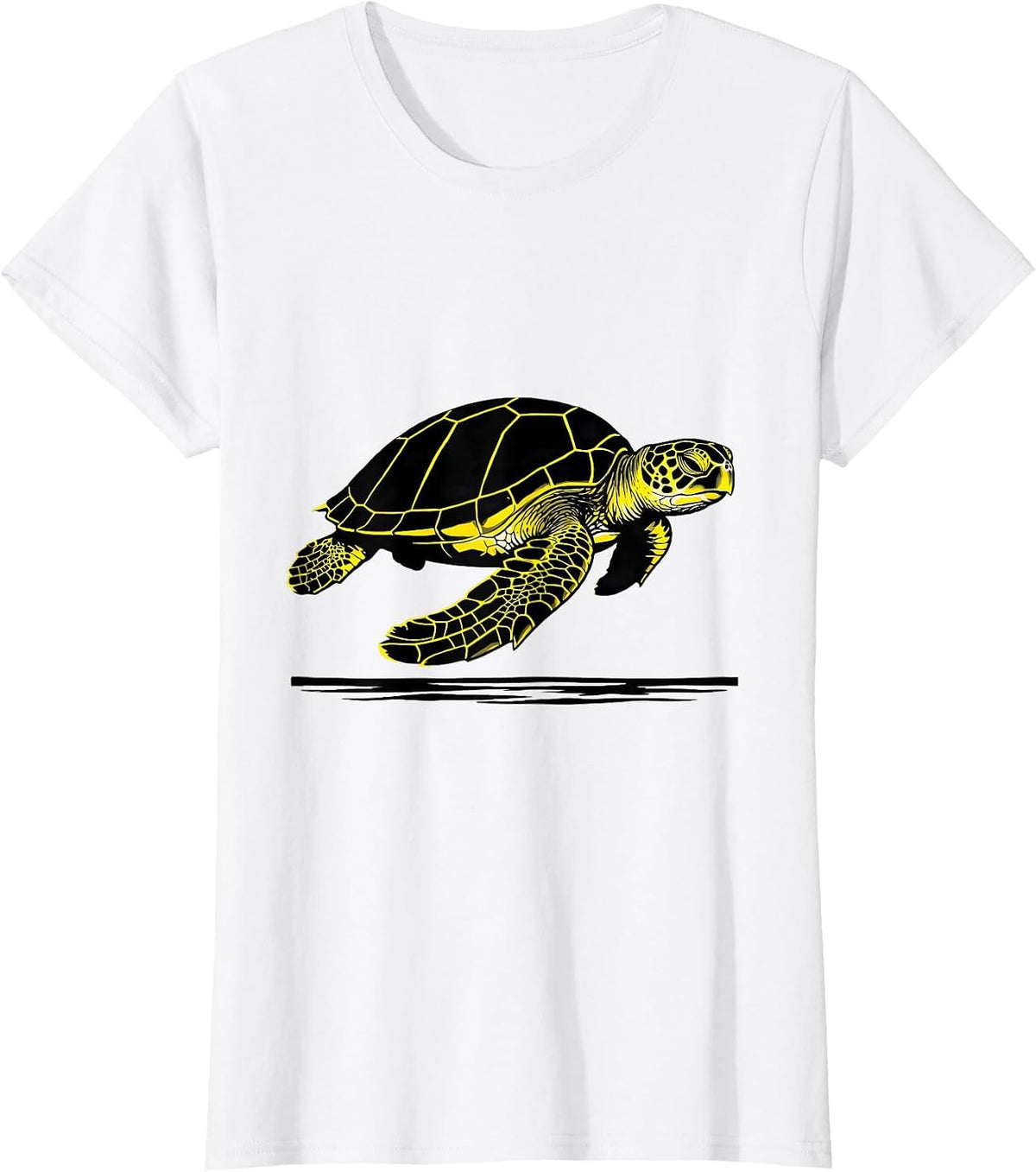 Sea Turtle Stencil Graphic Animal Lover Gift T-Shirt - White