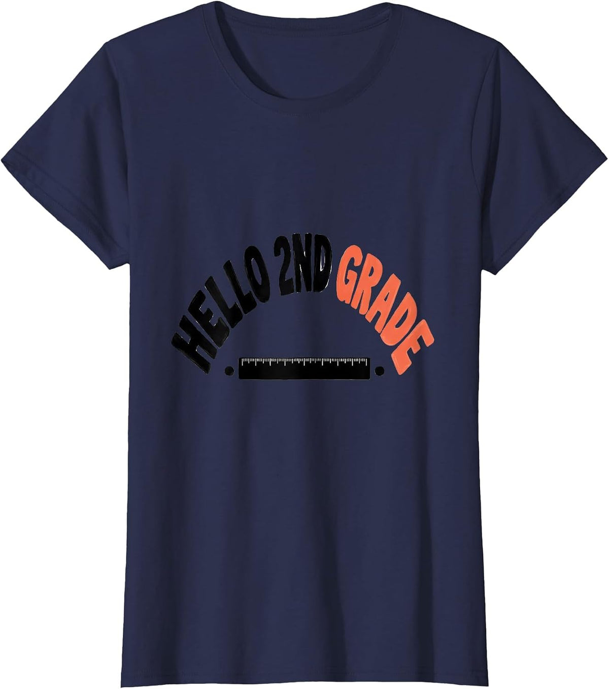 Women's Hello 2nd Grade Typography Back To School Grade Level Team T-Shirt - Navy Blue