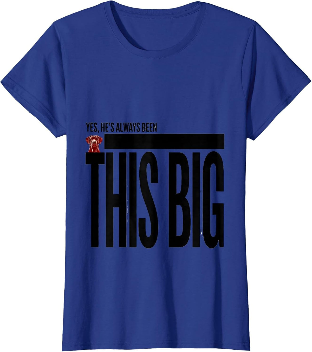 Women's Yes, He's Always Been This Big Funny Great Dane Dog Lover T-Shirt - Royal Blue