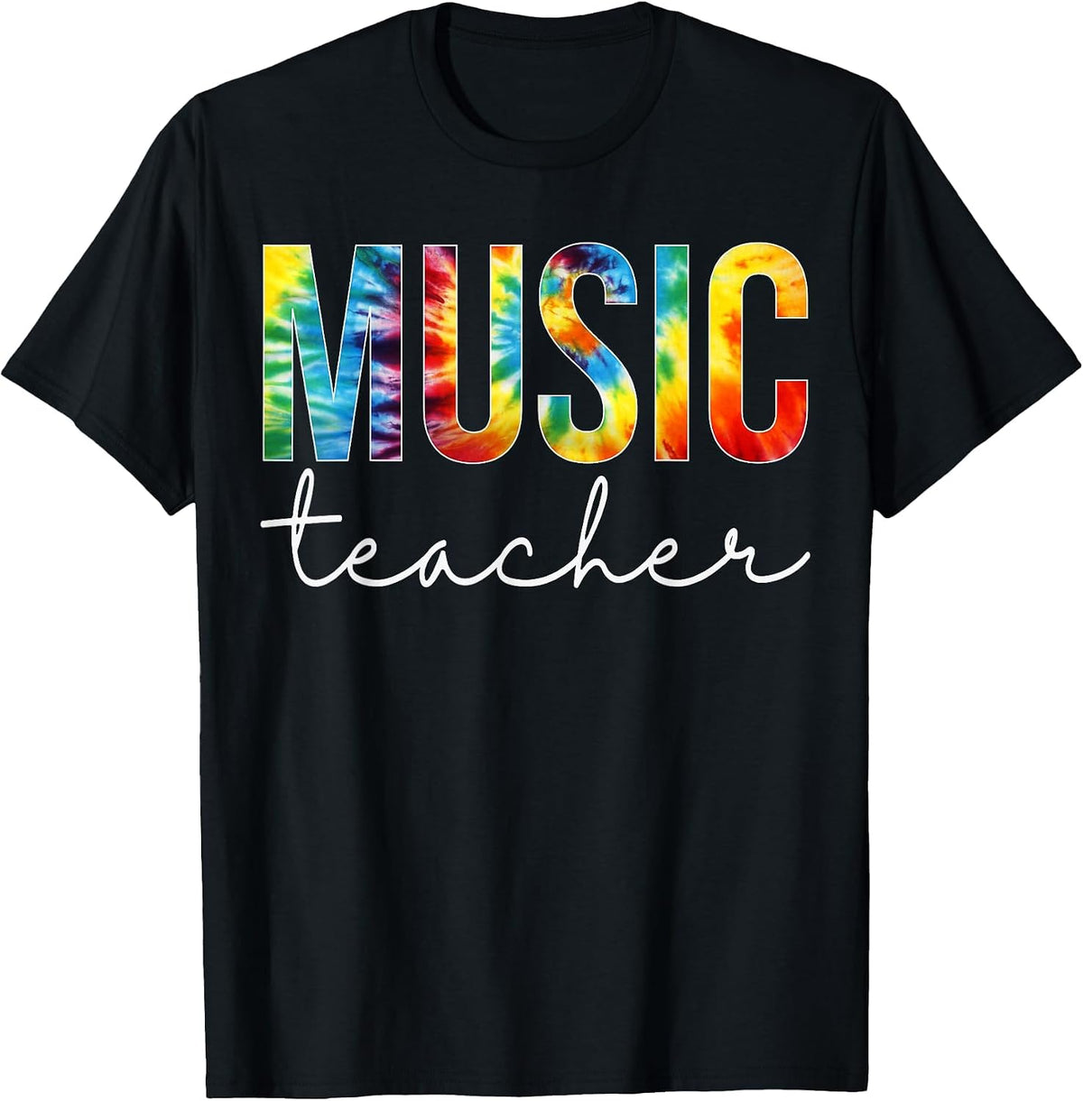 Music Teacher Tie Dye Appreciation Day Hello Back to School T-Shirt - Black