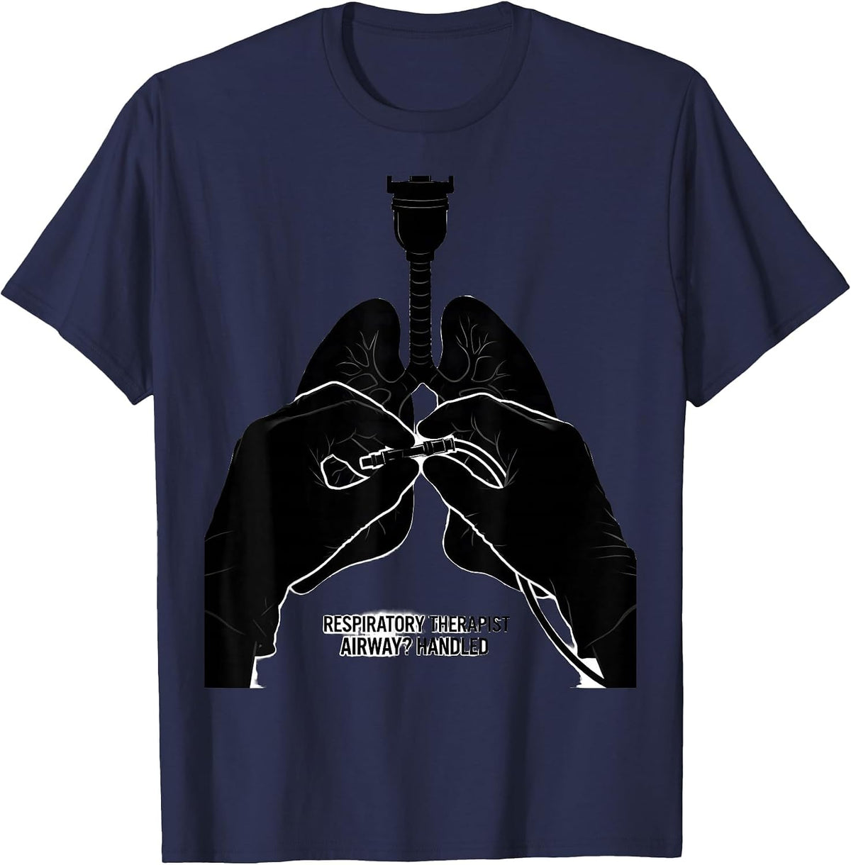 Men's Respiratory Therapist Airway Handled RT T-Shirt - Navy Blue