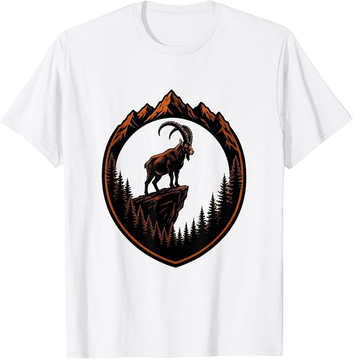 Men's Mountain Goat Cliff Edge Fall Wilderness Design T-Shirt - White