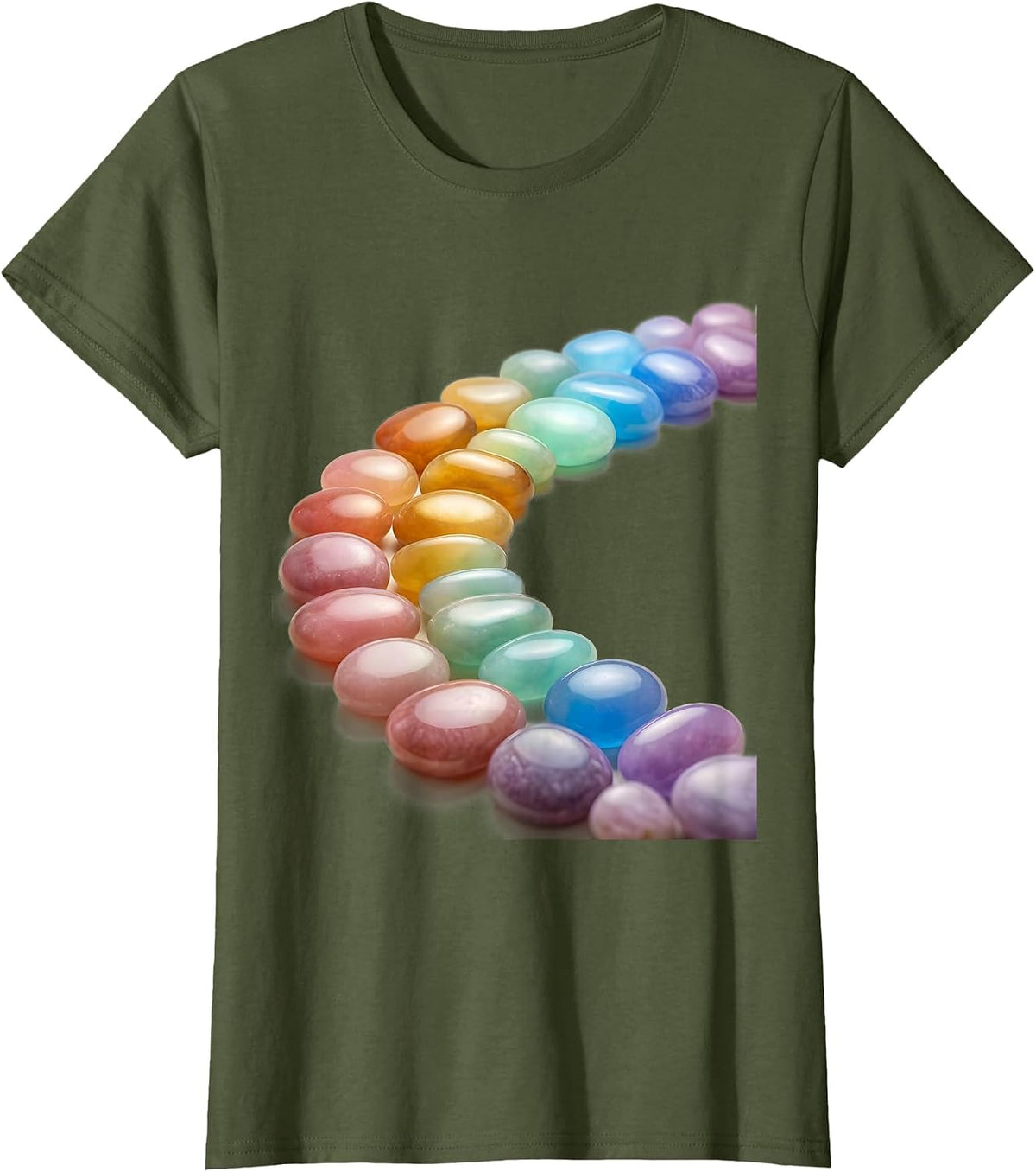 Women's Autism Awareness Stone Pattern Graphic Design T-Shirt - Olive Green