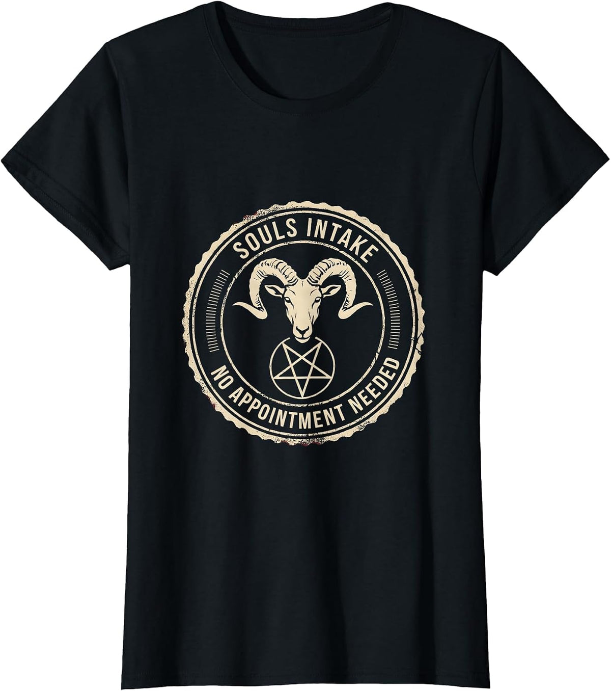 Souls Intake No Appointment Needed Gothic Occult Goat Head T-Shirt - Black
