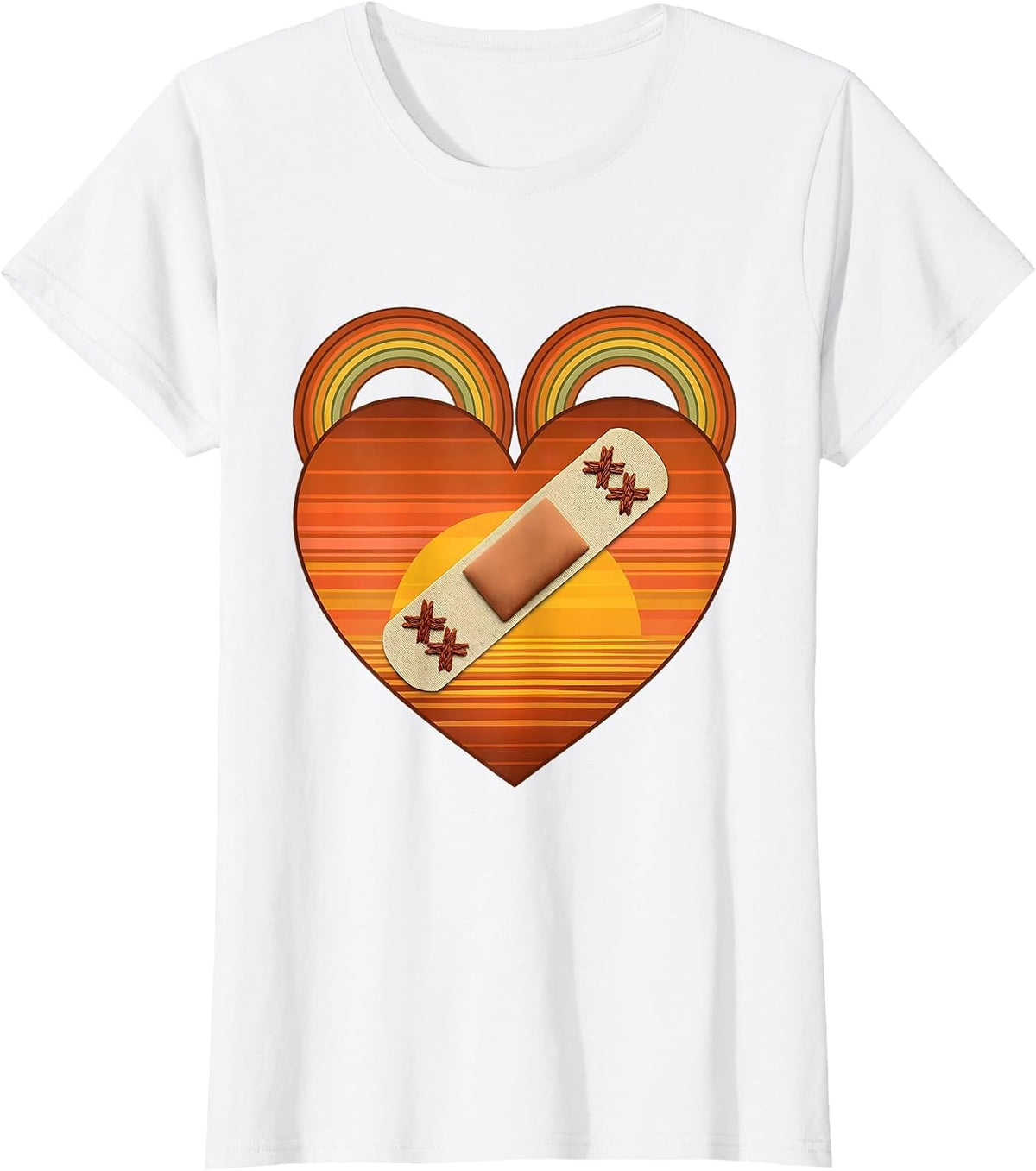 Women's Social Worker Heart With Bandage Graphic T-Shirt - White