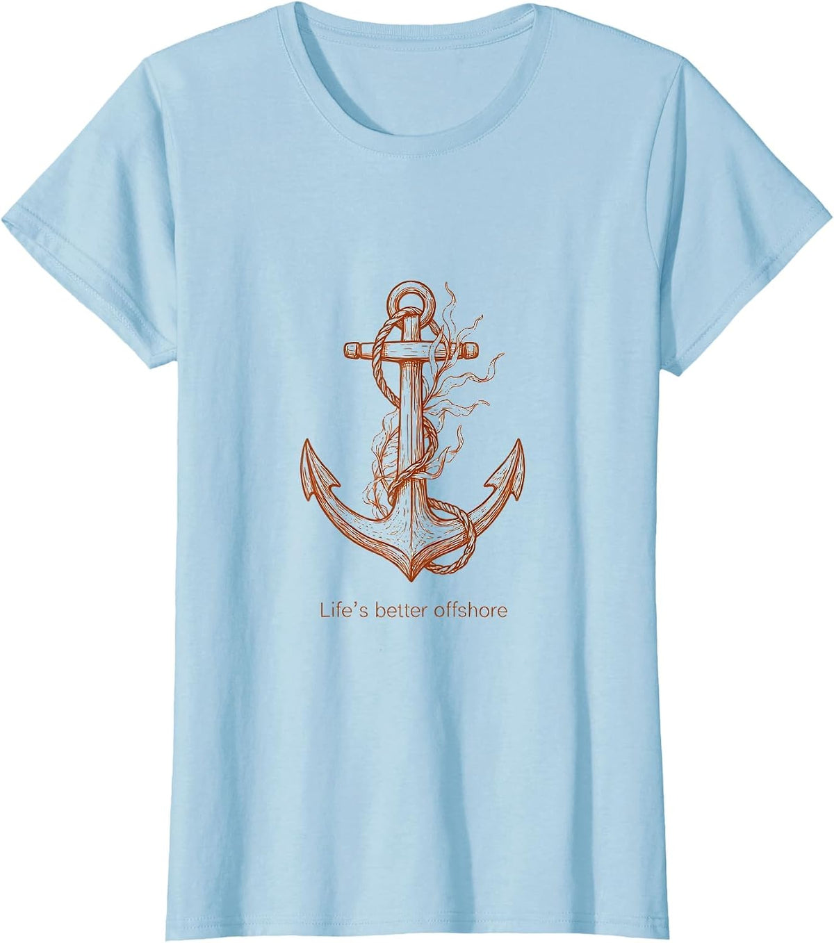 Life's Better Offshore Pirate Adventure Design T-Shirt - Baby Blue