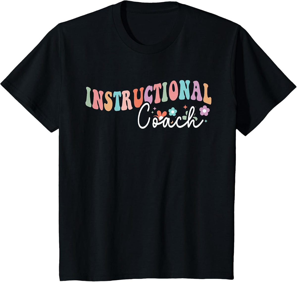 Instructional Coach Retro Groovy Academic Specialist Teacher T-Shirt - Black