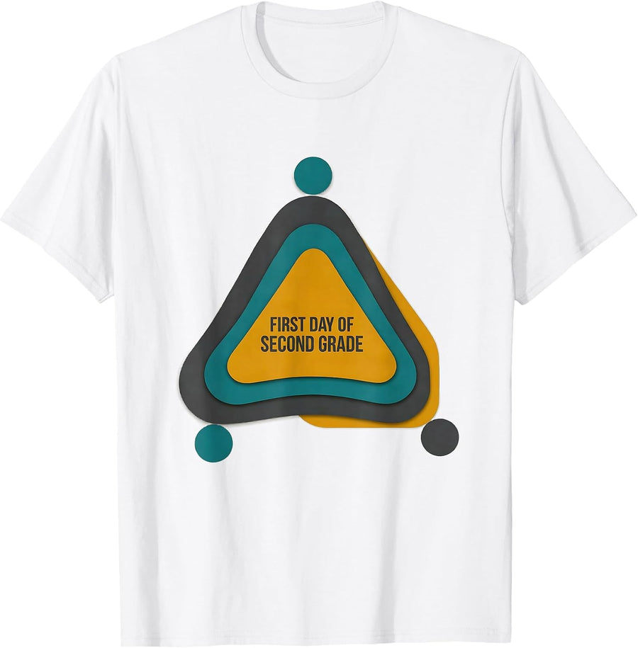 First Day of Second Grade Midcentury Modern Pennant Flag T-Shirt - White