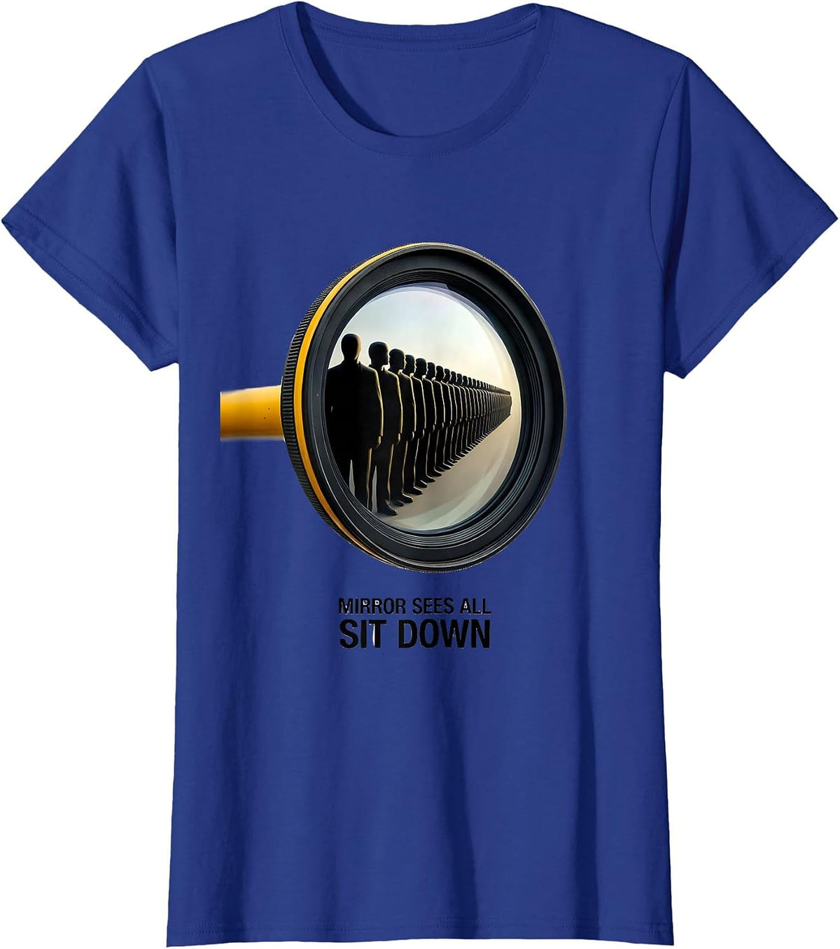 Women's Mirror Sees All Sit Down Funny School Bus Driver T-Shirt - Royal Blue