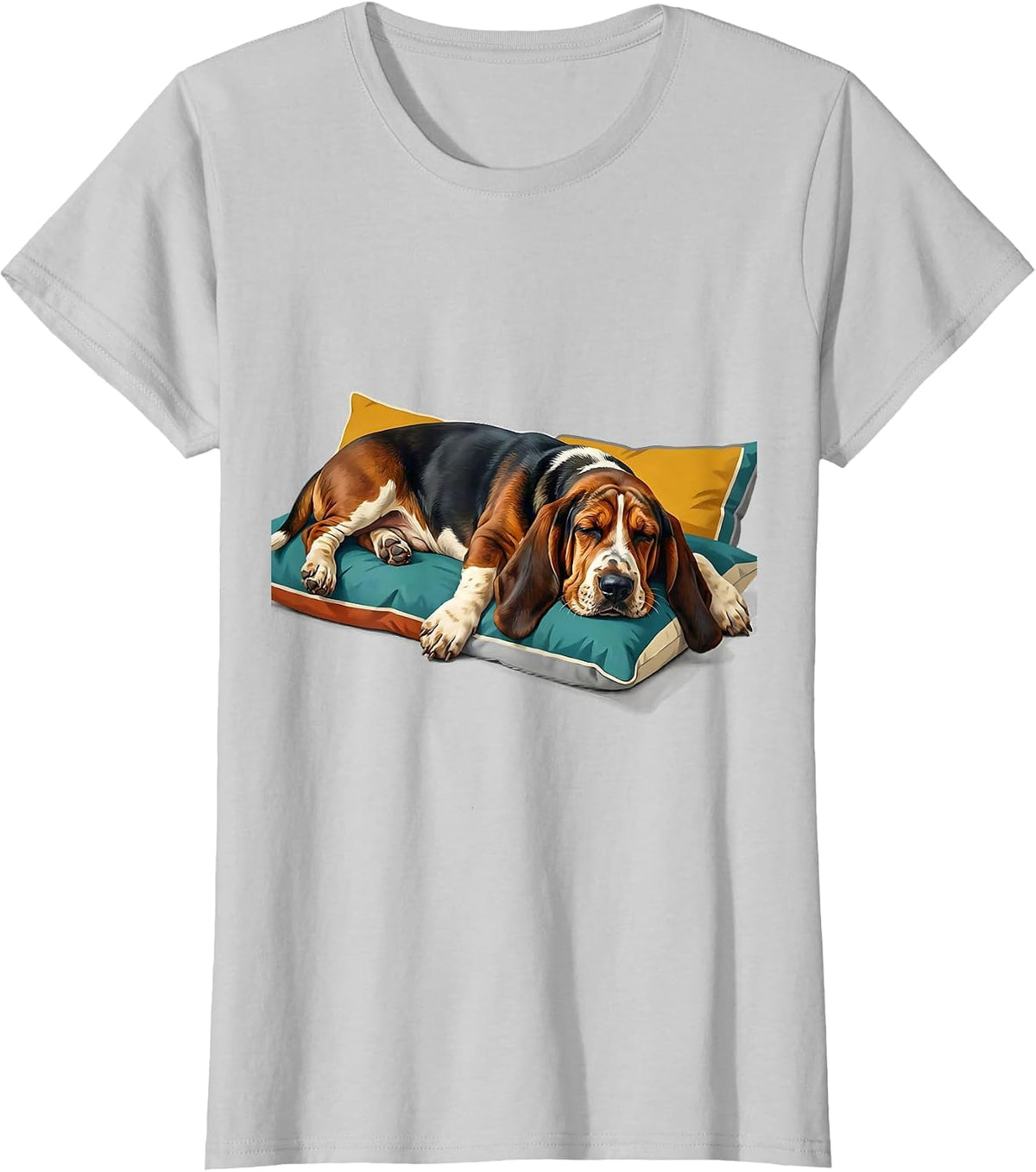 Women's Basset Hound Sleepshirt Napping Pajamas Dog Lover T-Shirt - Silver Grey