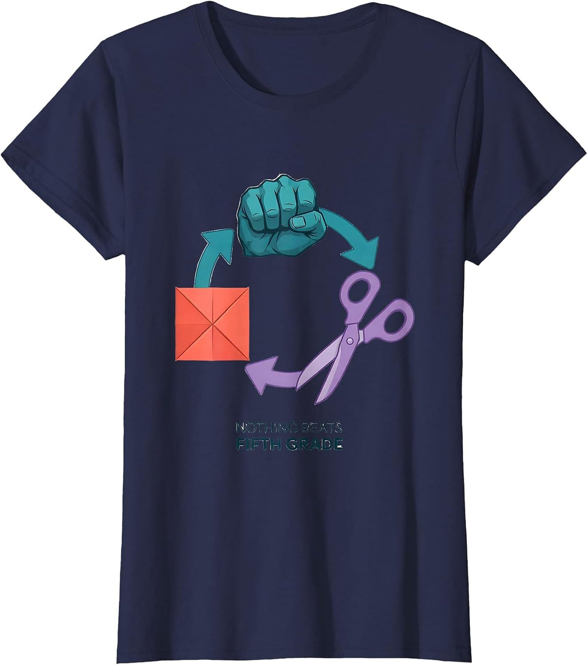 Women's Nothing Beats Fifth Grade Funny Back To School Kids Teachers T-Shirt - Navy Blue