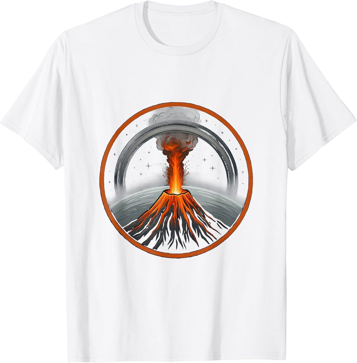 Men's Volcanic Eruption From Outer Space Science Graphic T-Shirt - White