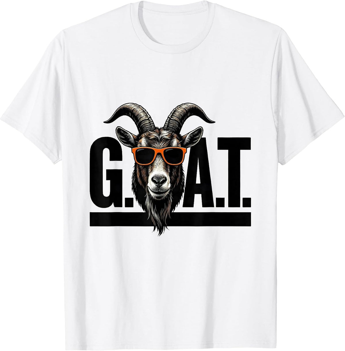 Men's G.O.A.T. Brutalist Goat Wearing Sunglasses Animal Humor T-Shirt - White