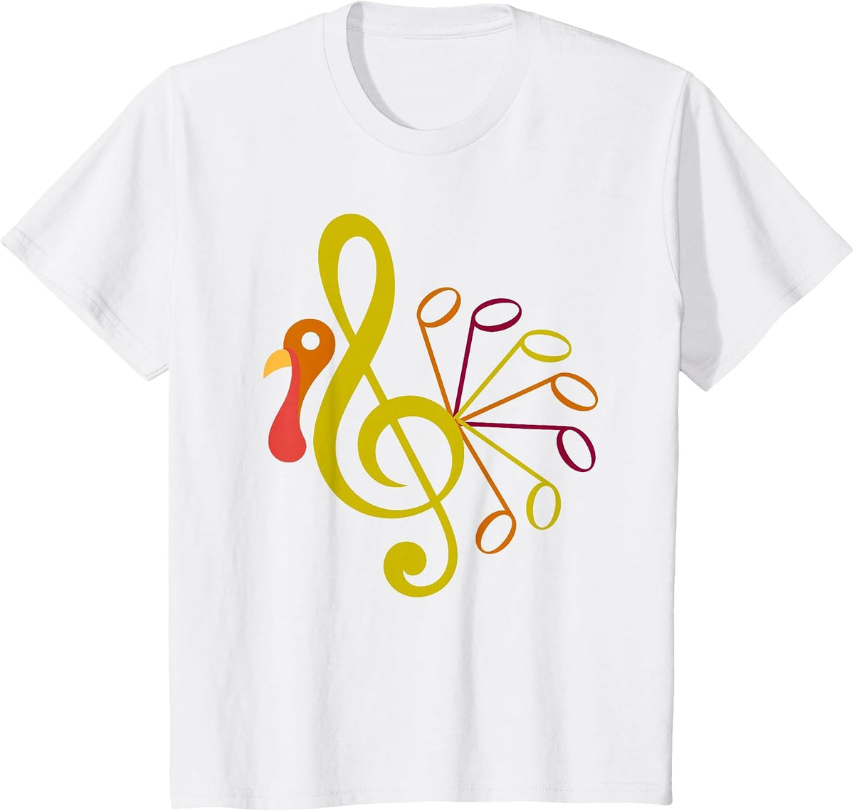 Music Note Symbol Turkey Teacher Fall Thanksgiving Autumn T-Shirt - White