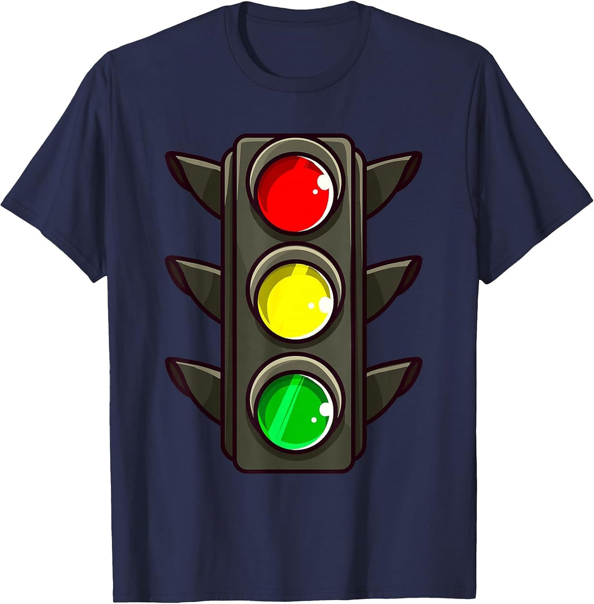 Traffic Light Halloween Costume Stop Go Green Yellow Red T-Shirt - Navy Blue