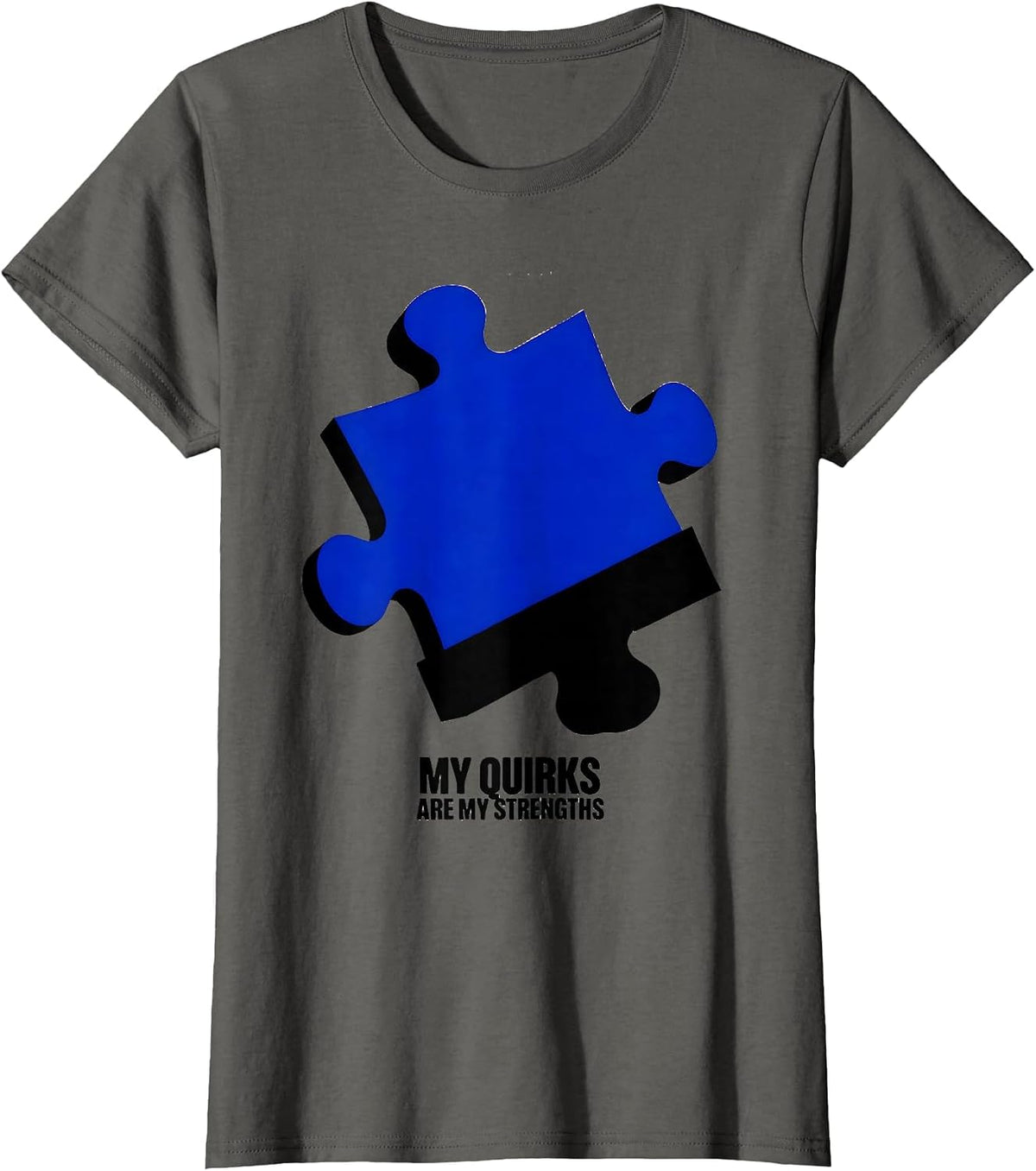Women's My Quirks Are My Strengths Autism Awareness T-Shirt - Asphalt Grey