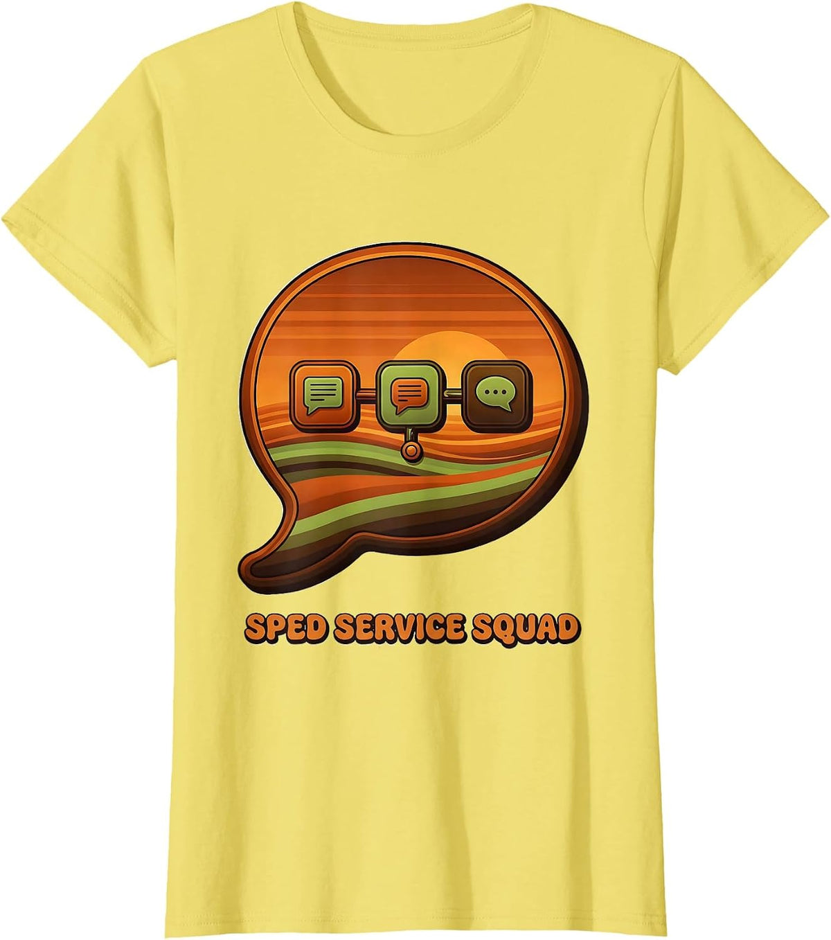 Women's SPED Service Squad Retro Special Education Teacher Squad T-Shirt - Lemon Yellow