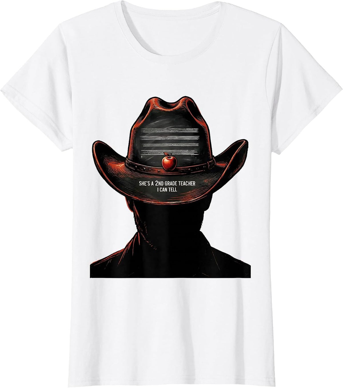 She's A 2nd Grade Teacher, I Can Tell Western Cowgirl Back T-Shirt - White