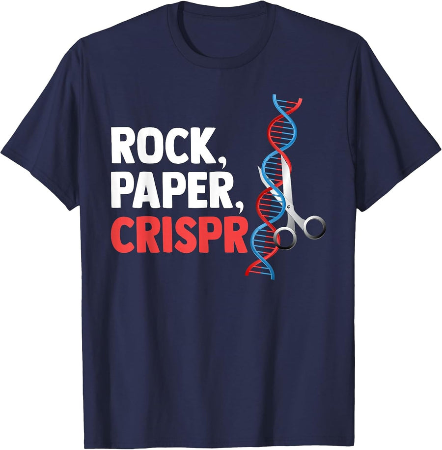 Crispr Rock Paper Scientist Biologist T-Shirt - Navy Blue