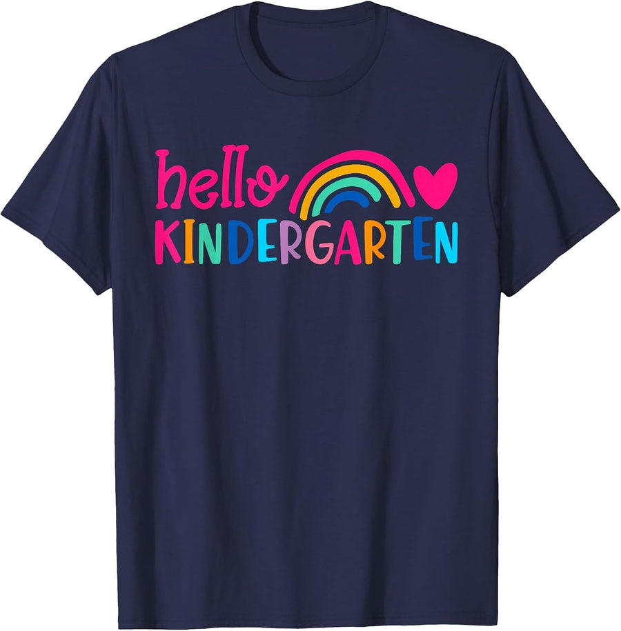 Hello Kindergarten Team Kinder Back to School Teacher Kids T-Shirt - Navy Blue