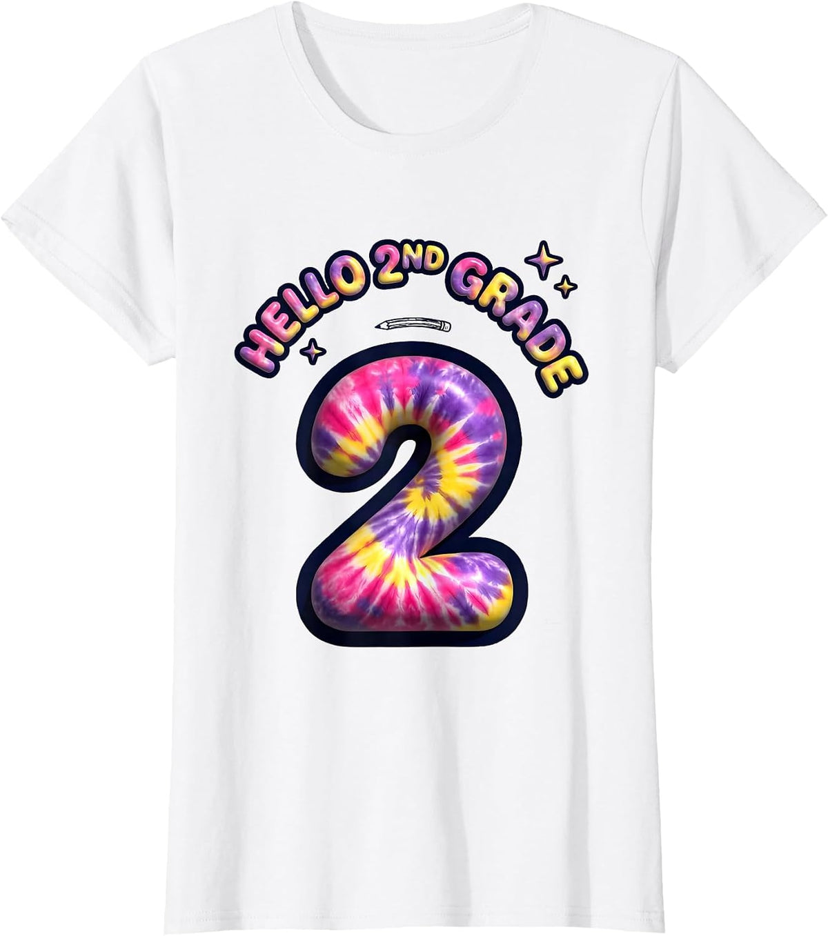 Hello 2nd Grade Tie Dye Back To School Teacher Student T-Shirt - White