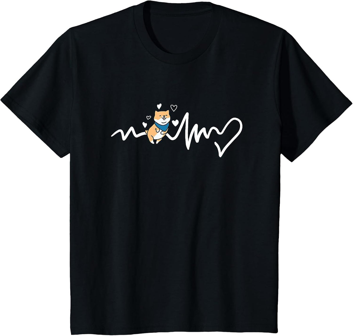 Shiba Inu Heartbeat T-Shirt - Black