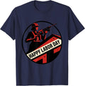Happy Labor Day Patriotic Woman Worker Humor Graphic T-Shirt - Navy Blue