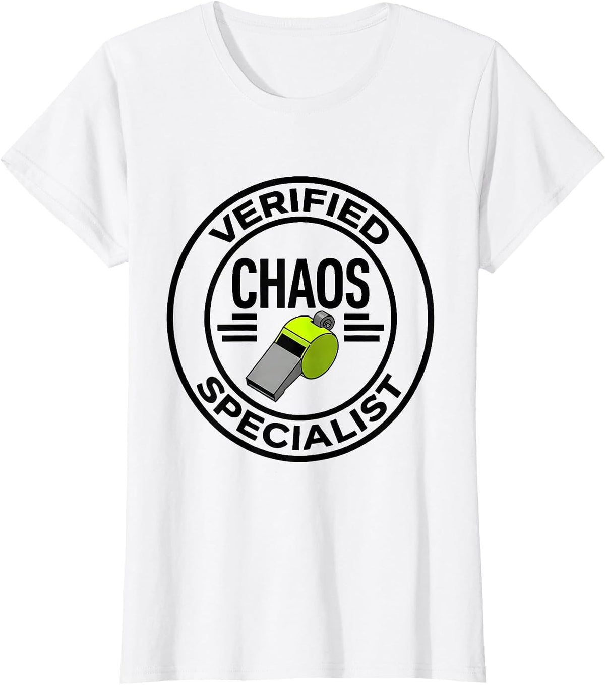 Verified Chaos Specialist Funny PE Teacher Back To School T-Shirt - White