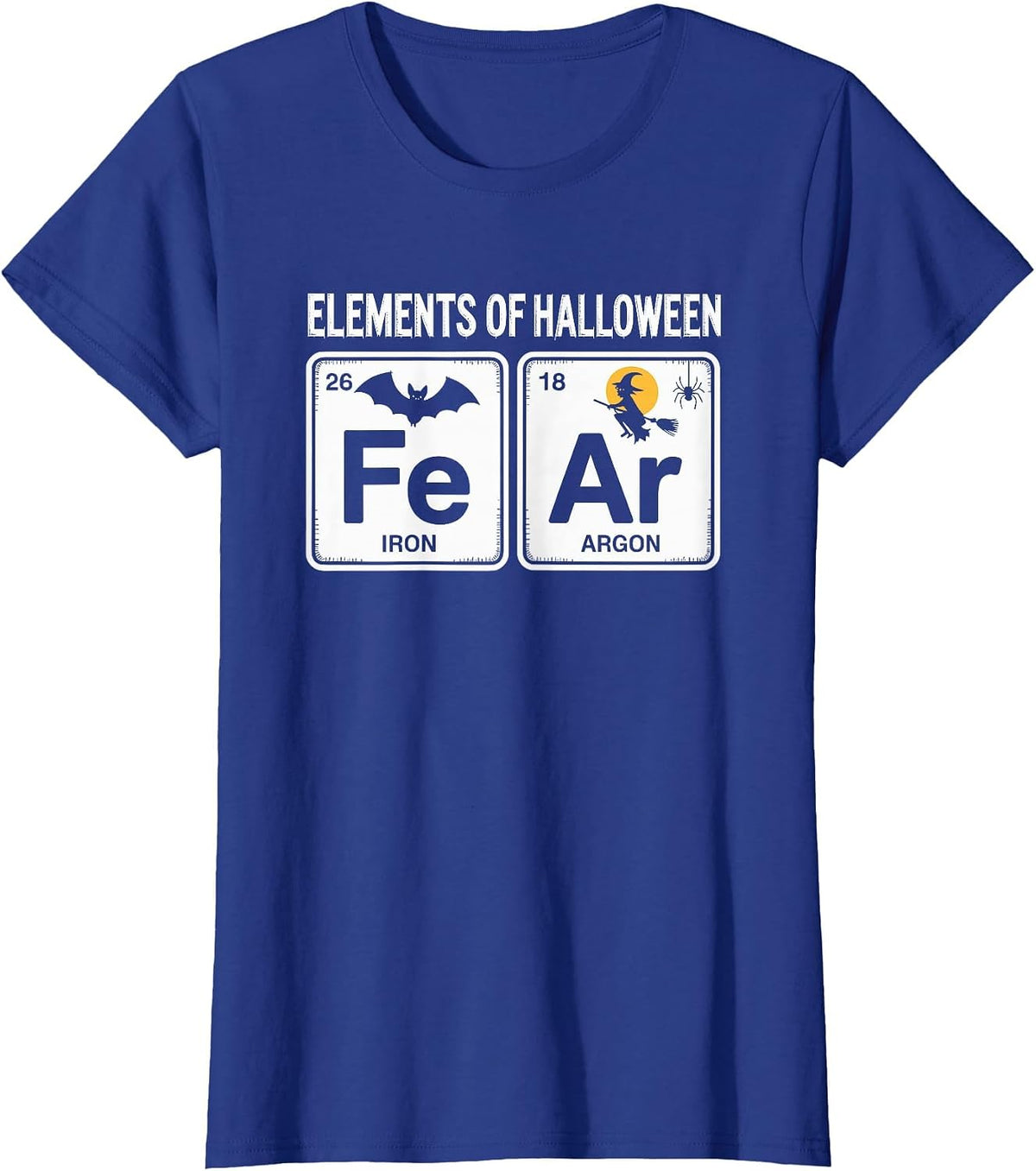 Science Halloween Periodic Table Elements of Halloween Fear T-Shirt - Royal Blue