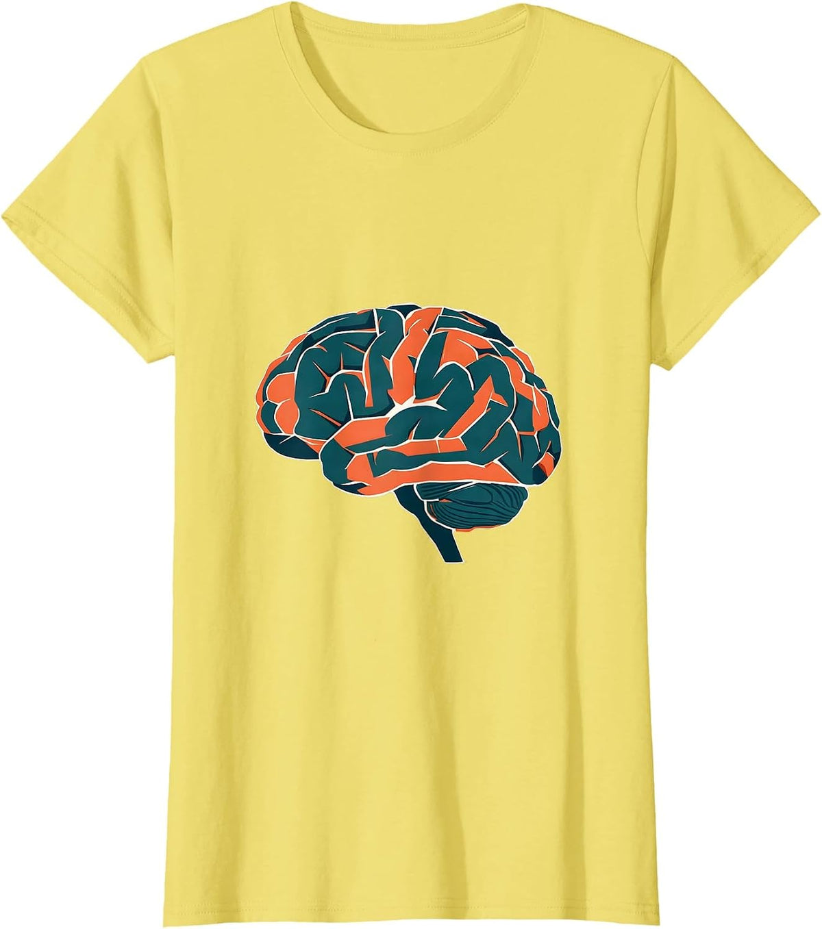 Autism Awareness Geometric Brain Art Design T-Shirt - Lemon Yellow