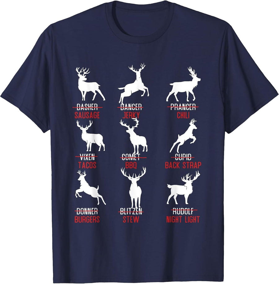Funny Deer Design - Hunters All of Santa's Reindeer Classic T-Shirt - Navy Blue