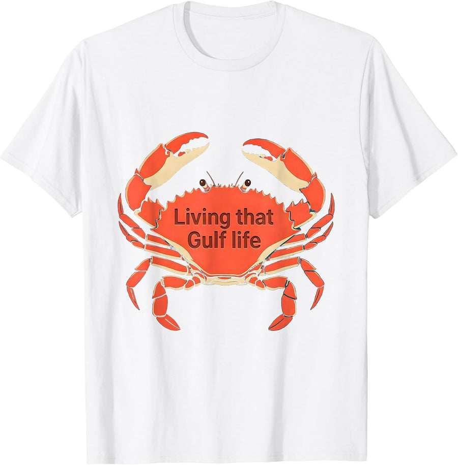Men's Living That Gulf Life Gulf of Mexico Design T-Shirt - White