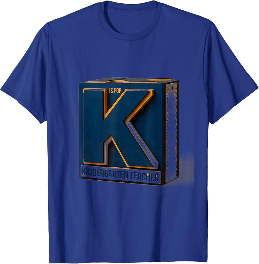 K Is For Kindergarten Teacher Whimsical Back To School T-Shirt - Royal Blue