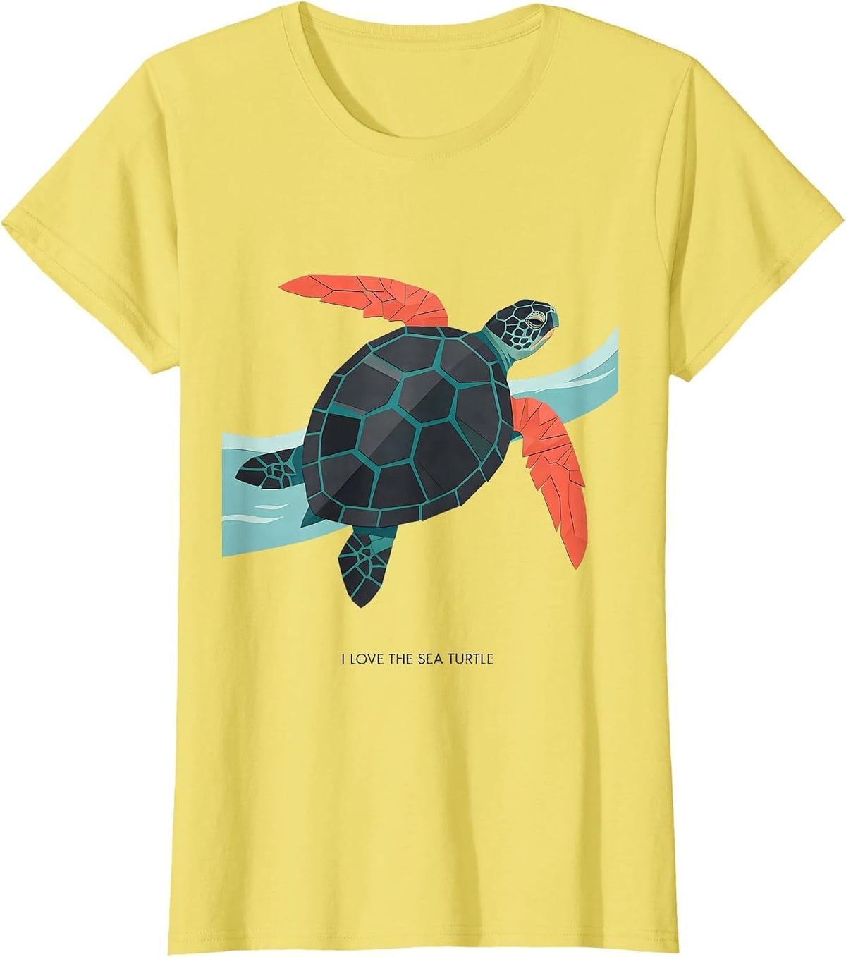 I Love The Sea Turtle Midcentury Modern Ocean Animal Lover T-Shirt - Lemon Yellow