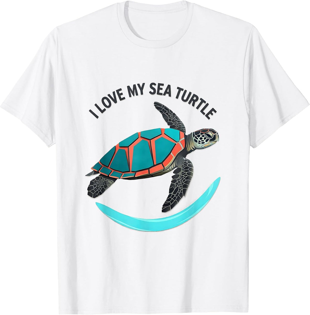 Men's I Love My Sea Turtle Midcentury Modern Ocean Animal Lover T-Shirt - White