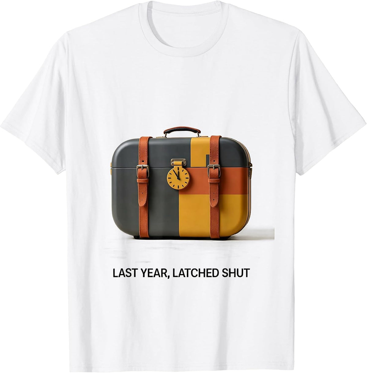 Last Year, Latched Shut Midcentury Modern New Year Eve Party T-Shirt - White