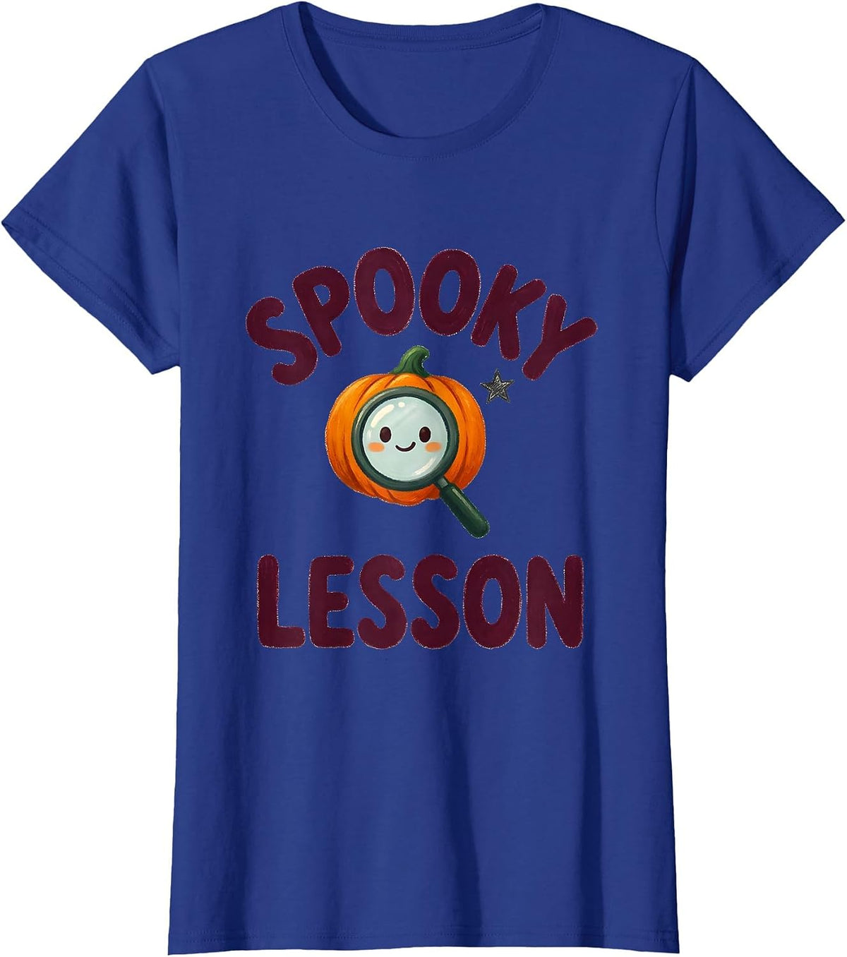 Women's Spooky Lesson Storybook Halloween Teacher Costume Pun Humor T-Shirt - Royal Blue
