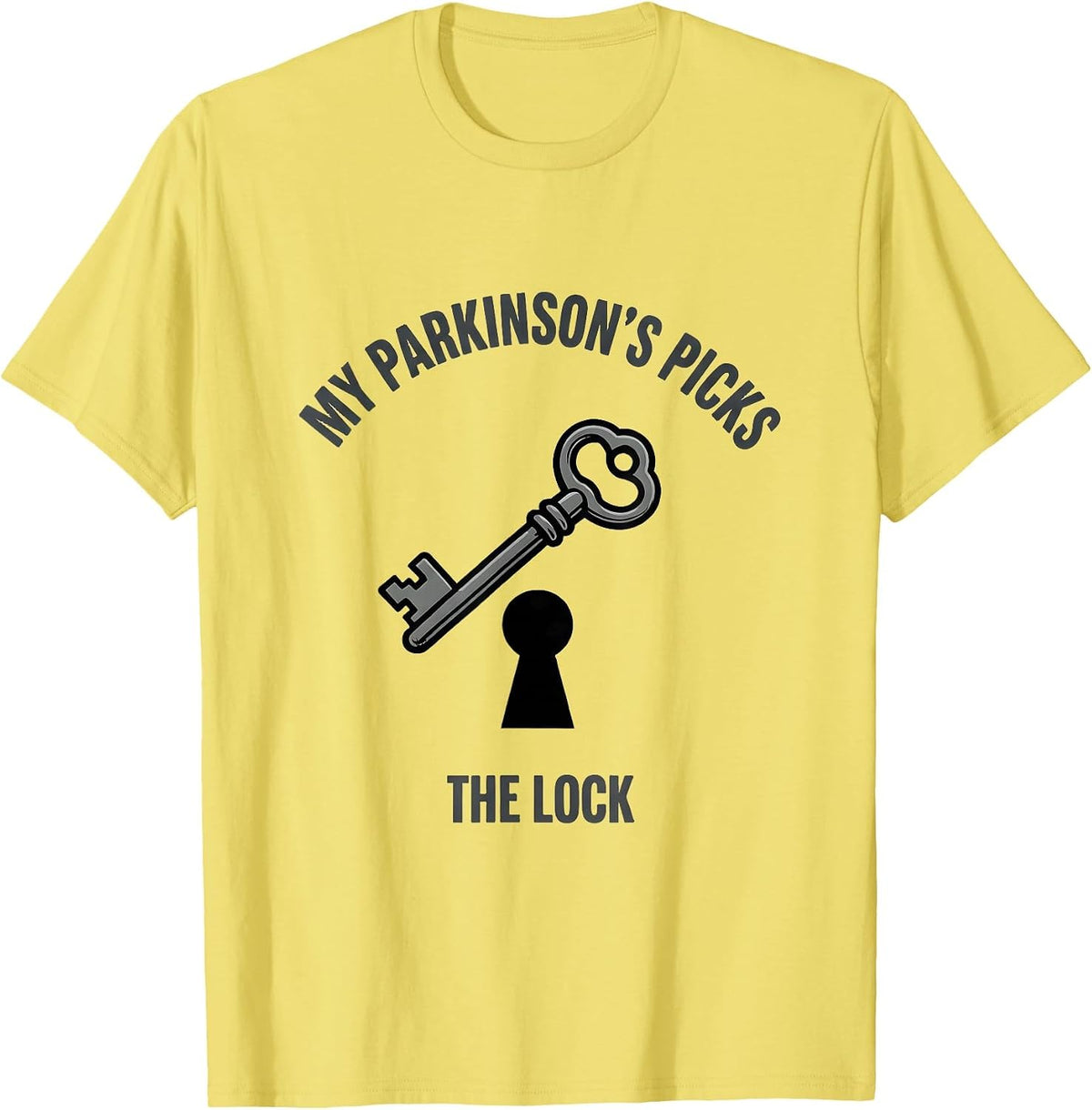 Men's My Parkinson's Picks The Lock Defiant Awareness Support T-Shirt - Lemon Yellow
