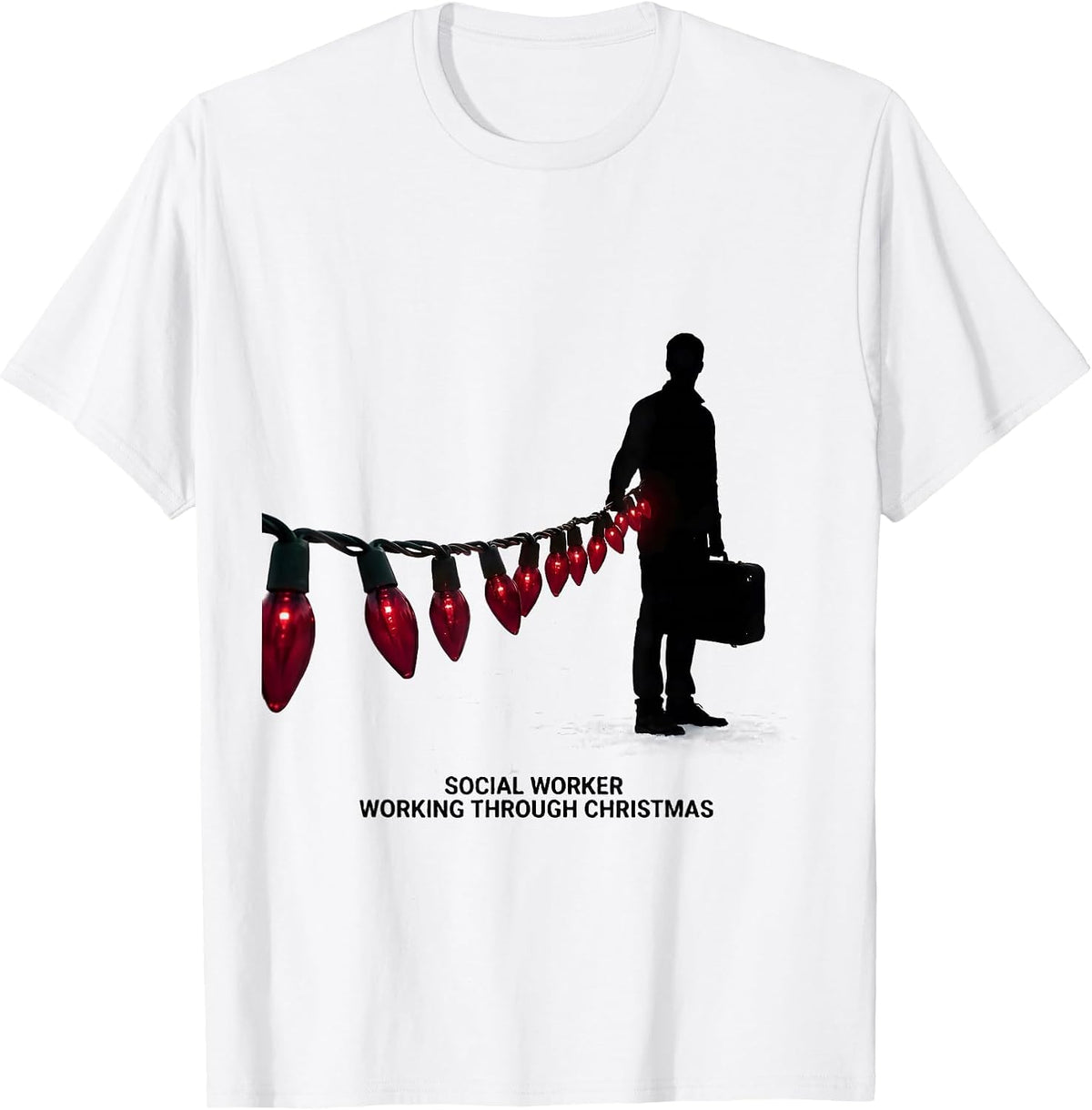 Men's Social Worker, Working Through Christmas Funny T-Shirt - White