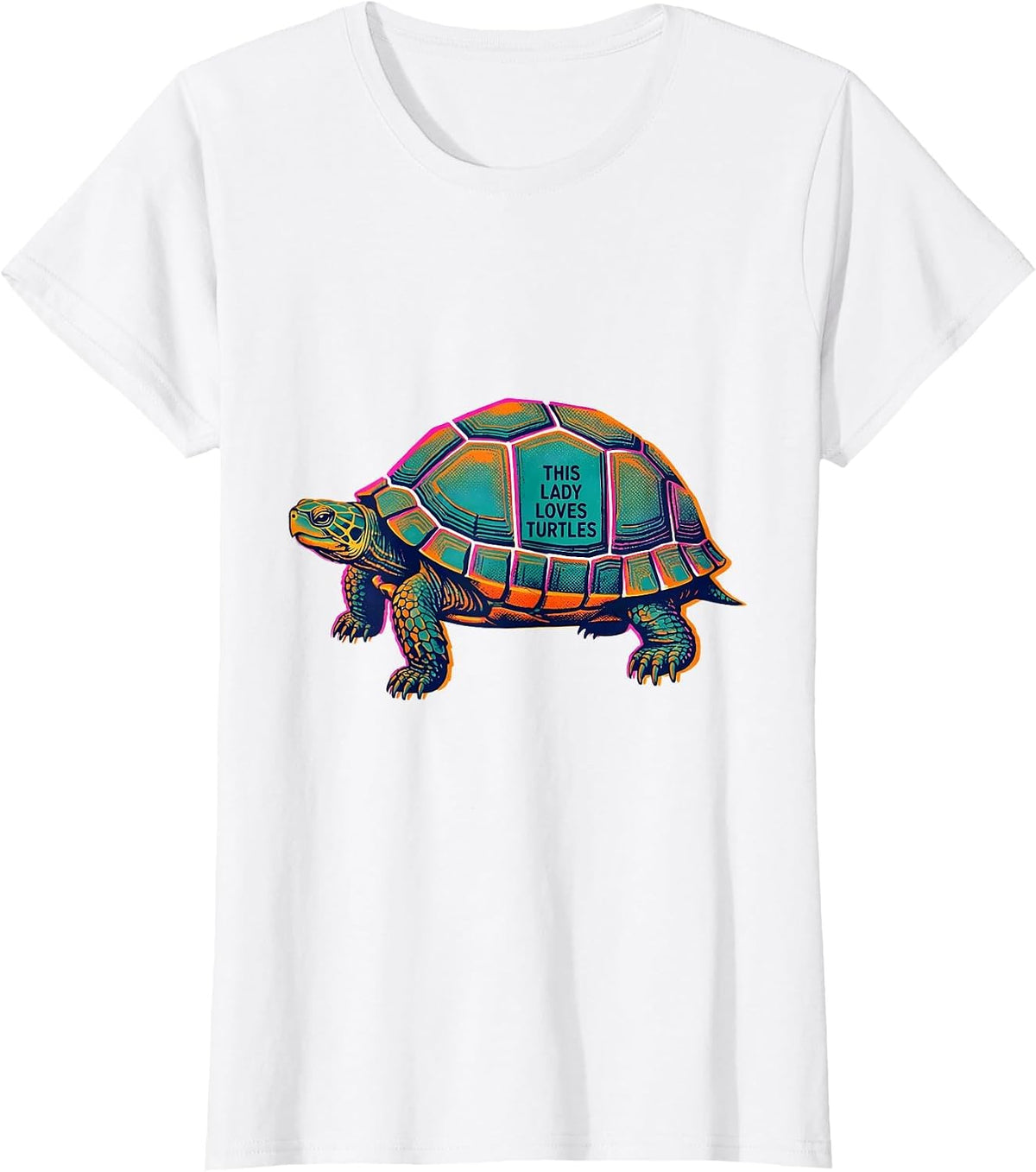 This Lady Loves Turtles Risograph Turtle Lover Gift T-Shirt - White